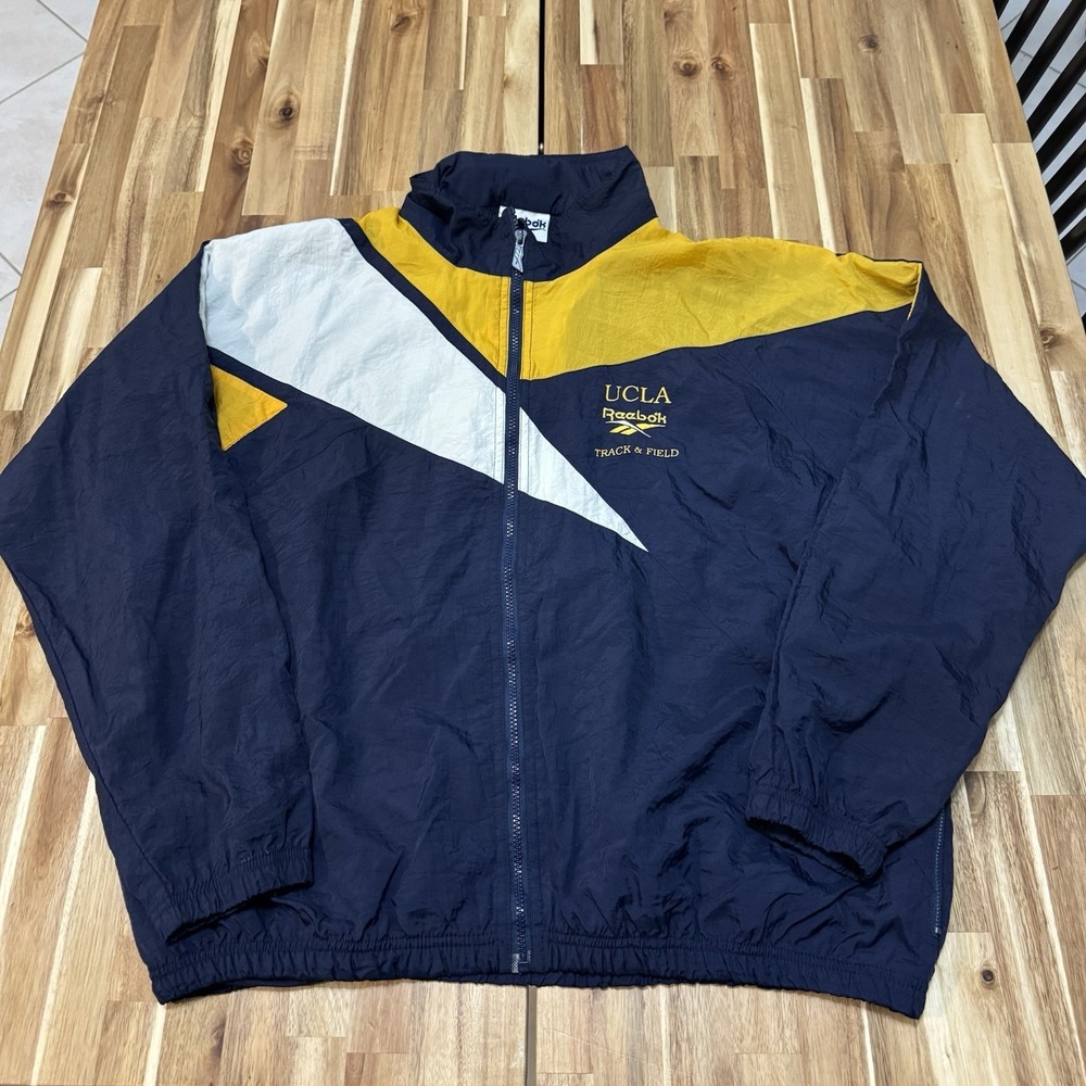 Vintage UCLA Bruins Jacket Mens L Reebok Track & Field Windbreaker Full Zip 90s
